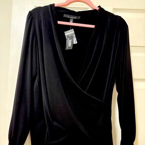 Elegant Black Long Sleeve Wrap Dress